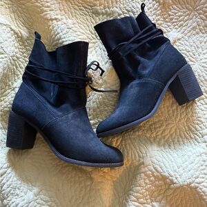 Toms Black Ankle Boots with Block Heel